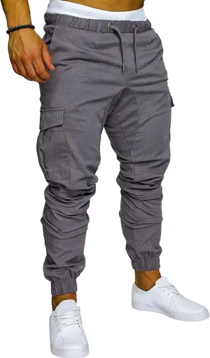 Mens Cotton Gym Sweatpants Trousers Casual Joggers Pants with Pockets Running Workout Hiking Chinos