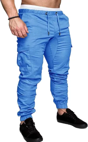 Mens Cotton Gym Sweatpants Trousers Casual Joggers Pants with Pockets Running Workout Hiking Chinos