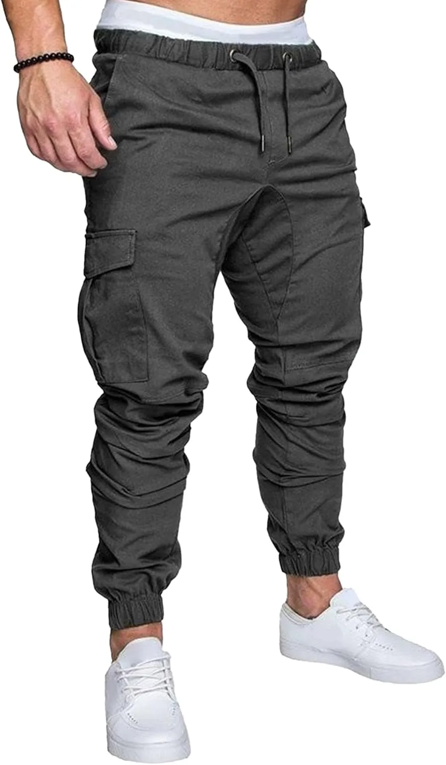 Mens Cotton Gym Sweatpants Trousers Casual Joggers Pants with Pockets Running Workout Hiking Chinos