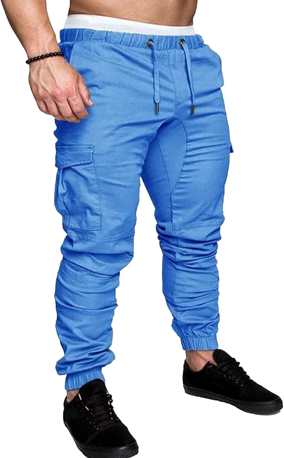Mens Cotton Gym Sweatpants Trousers Casual Joggers Pants with Pockets Running Workout Hiking Chinos