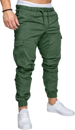 Mens Cotton Gym Sweatpants Trousers Casual Joggers Pants with Pockets Running Workout Hiking Chinos