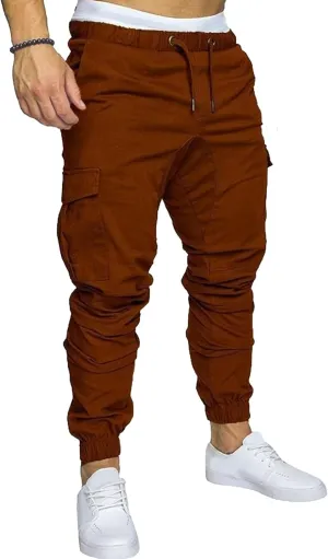Mens Cotton Gym Sweatpants Trousers Casual Joggers Pants with Pockets Running Workout Hiking Chinos