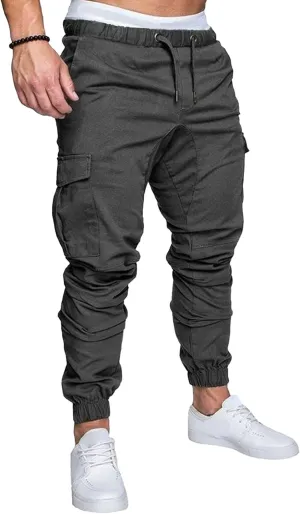 Mens Cotton Gym Sweatpants Trousers Casual Joggers Pants with Pockets Running Workout Hiking Chinos