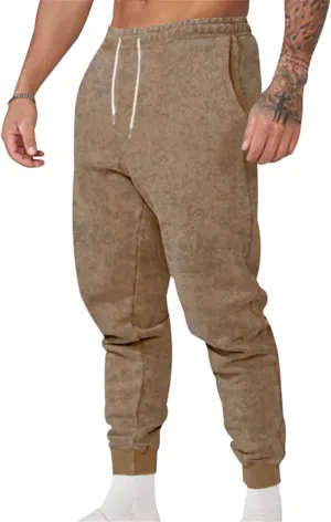 Mens Fleece Hiking Sweatpants Slim Stretchy Track Pants with Drawstring Closure for Casual Sports Athletic Jogging Activities