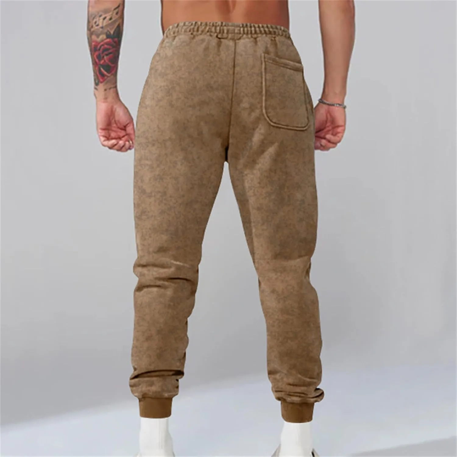 Mens Fleece Hiking Sweatpants Slim Stretchy Track Pants with Drawstring Closure for Casual Sports Athletic Jogging Activities