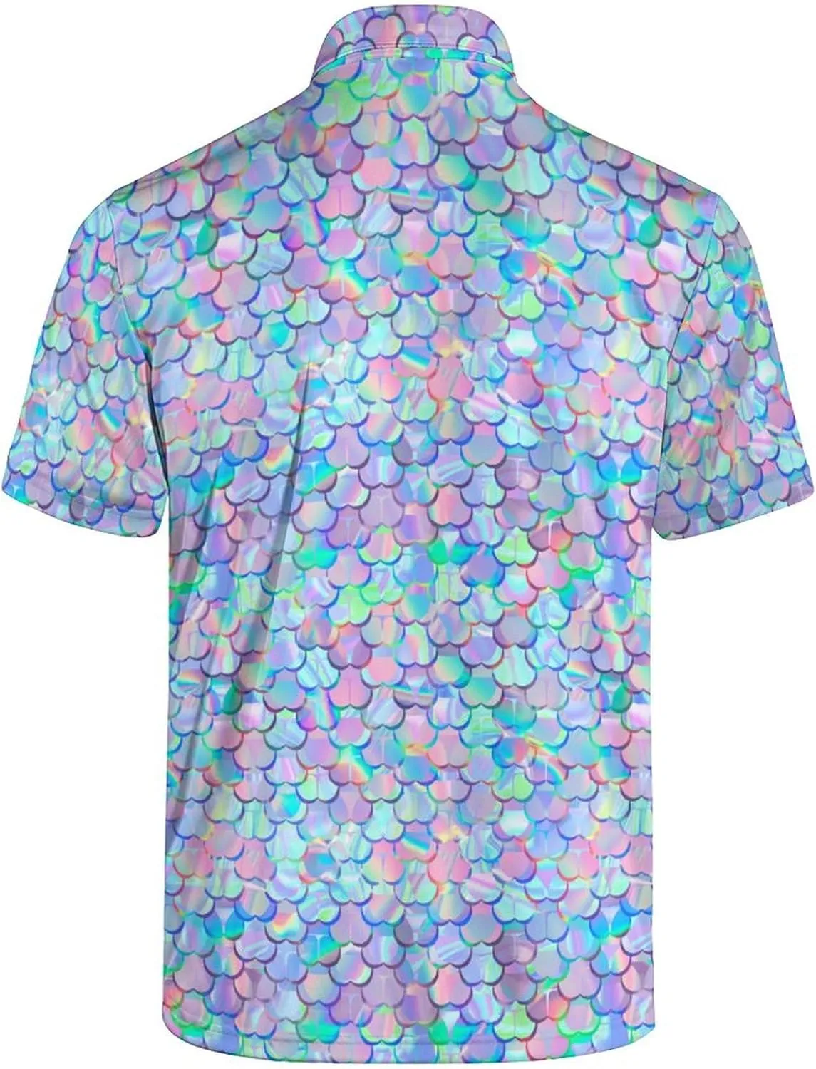 Mens Golf Polo Shirts - Hawaiian Print Golf Shirt for Men Quick-Dry Moisture Wicking Casual Breathable Polo Shirt