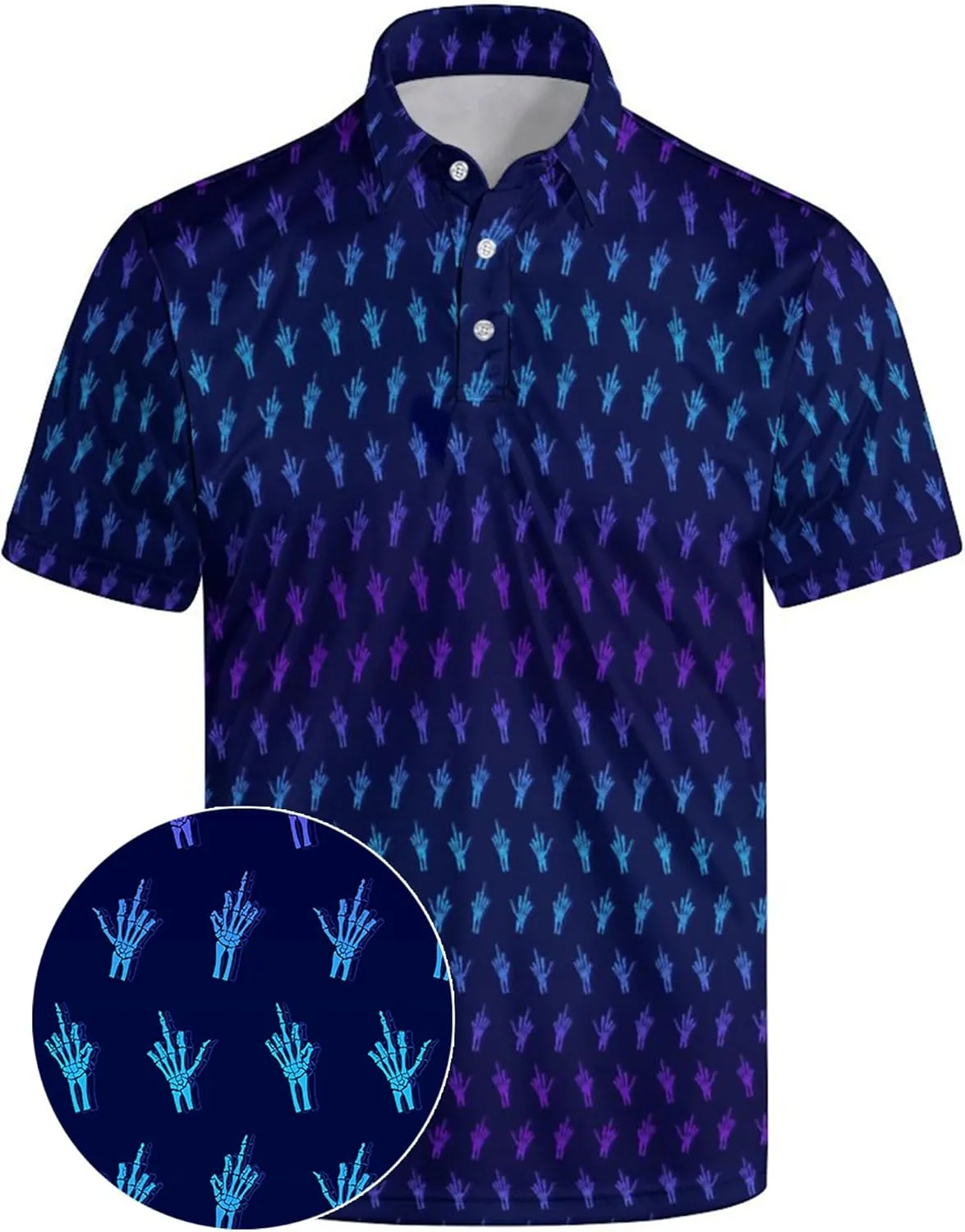 Mens Golf Polo Shirts - Hawaiian Print Golf Shirt for Men Quick-Dry Moisture Wicking Casual Breathable Polo Shirt