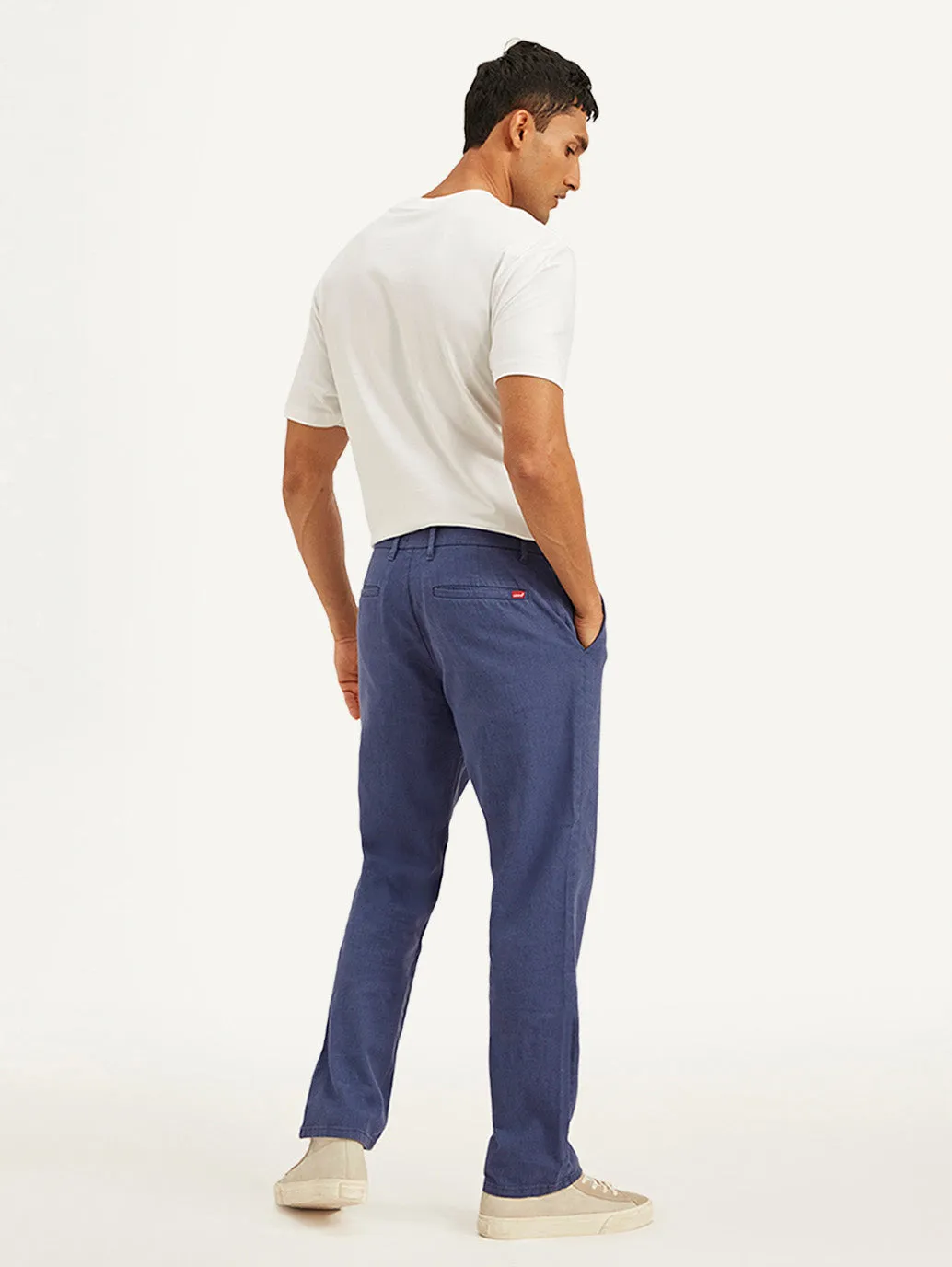 Men's Indigo Authentic Straight Fit Linen Chino Pants