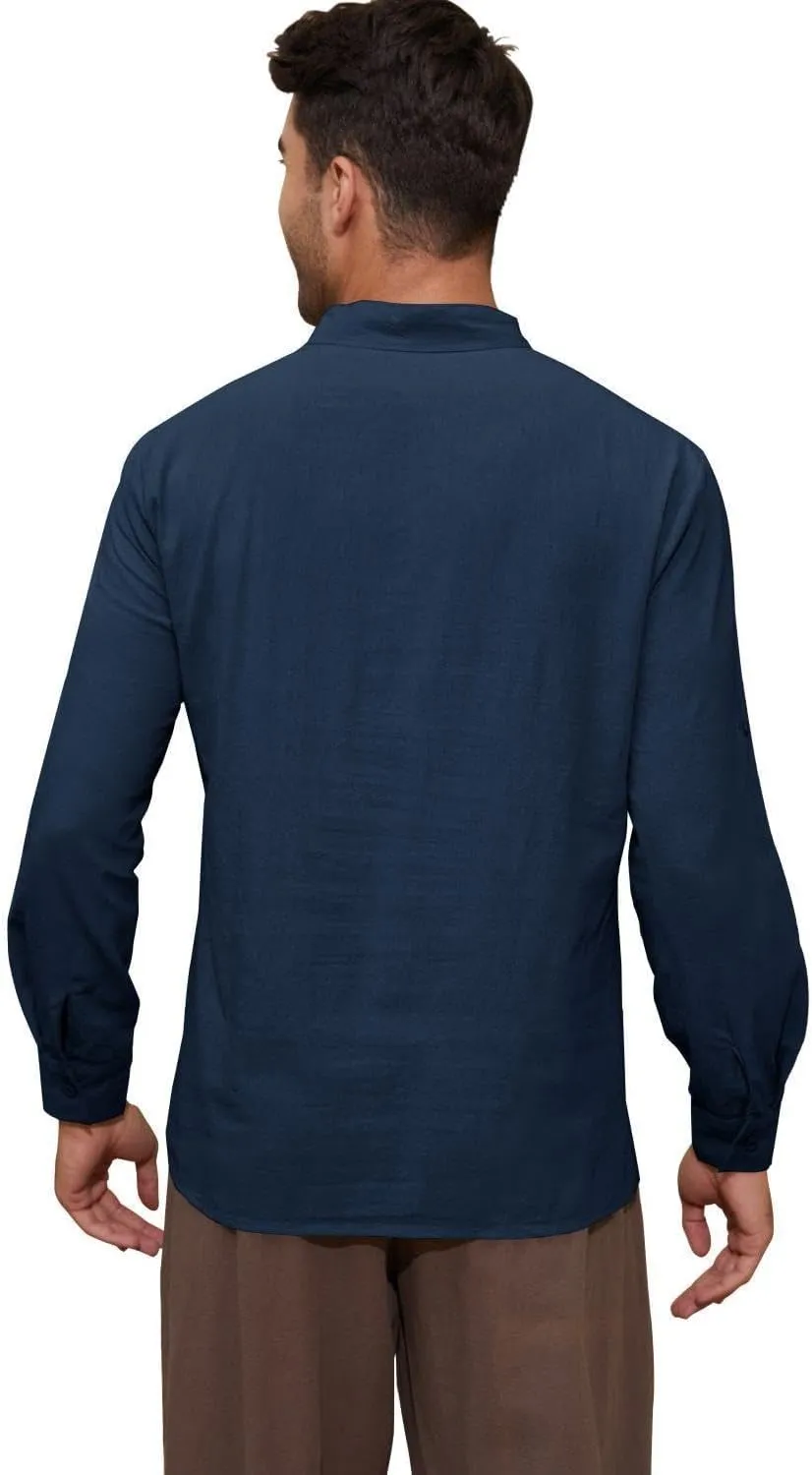 Mens Long Sleeve Shirts Renaissance Viking Pirate Cosplay,Cotton Breathable,US Size S-3XL