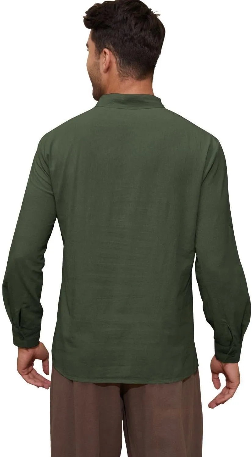 Mens Long Sleeve Shirts Renaissance Viking Pirate Cosplay,Cotton Breathable,US Size S-3XL