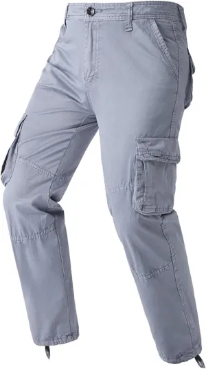 Mens Military PantsMen's Casual Cargo Pants Lightweight Loose Fit Trousers Straight Trouser Elastic Waist Outdoor Hiking PantsSkinny Chinos