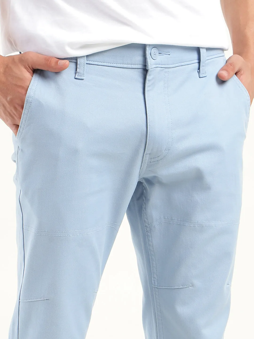 Men's Slim Fit Blue Chino Trousers