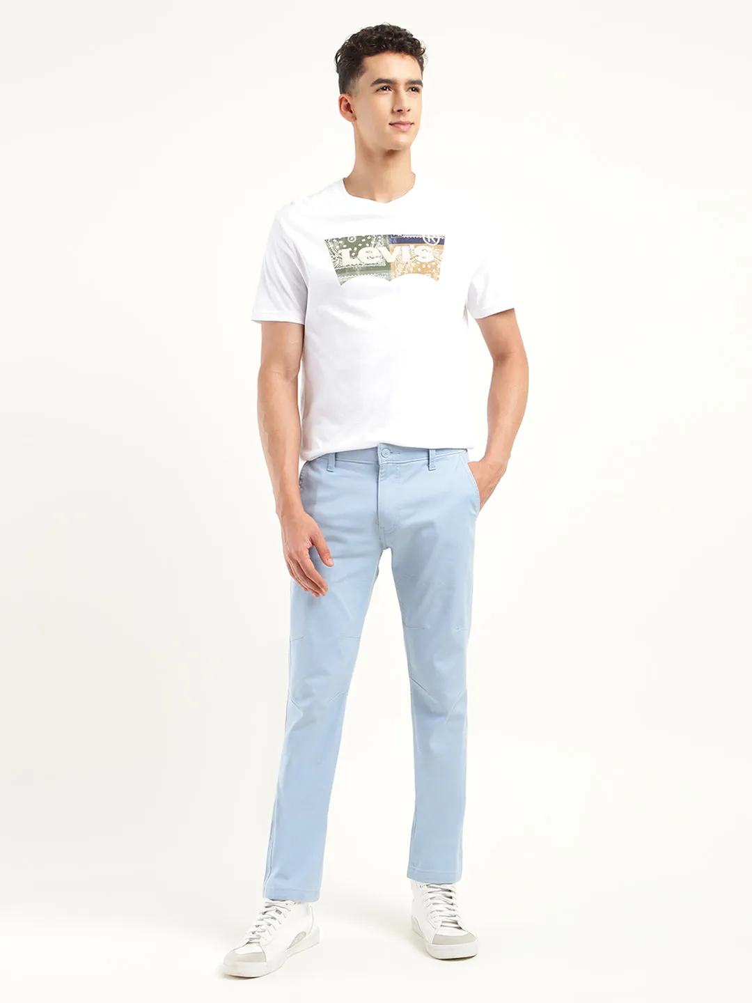 Men's Slim Fit Blue Chino Trousers