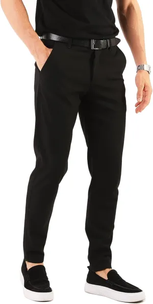 Mens Slim Fit Pants - Stretch Cotton Chinos Pants - Casual Golf Business Skinny Dress Pants for Men
