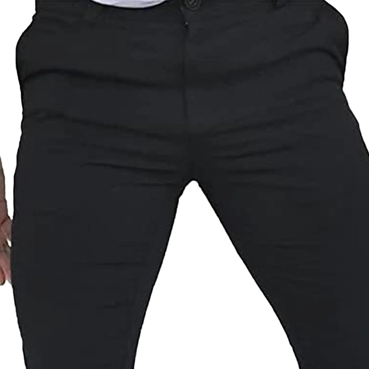 Men's Slim Fit Plaid Pencil Pants Chinos Flat Front Tapered Trousers Casual Business Sports Dress Pants
