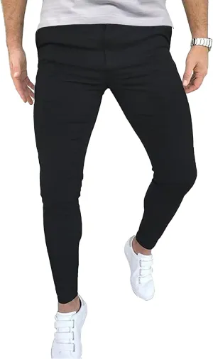 Men's Slim Fit Plaid Pencil Pants Chinos Flat Front Tapered Trousers Casual Business Sports Dress Pants