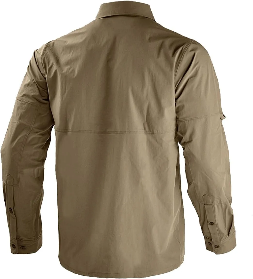 Men's Tactical Shirts Breathable Quick Dry Long Sleeve Fishing Shirt Sun Protection Outdoor Lightweight Button-Up Work Shirt