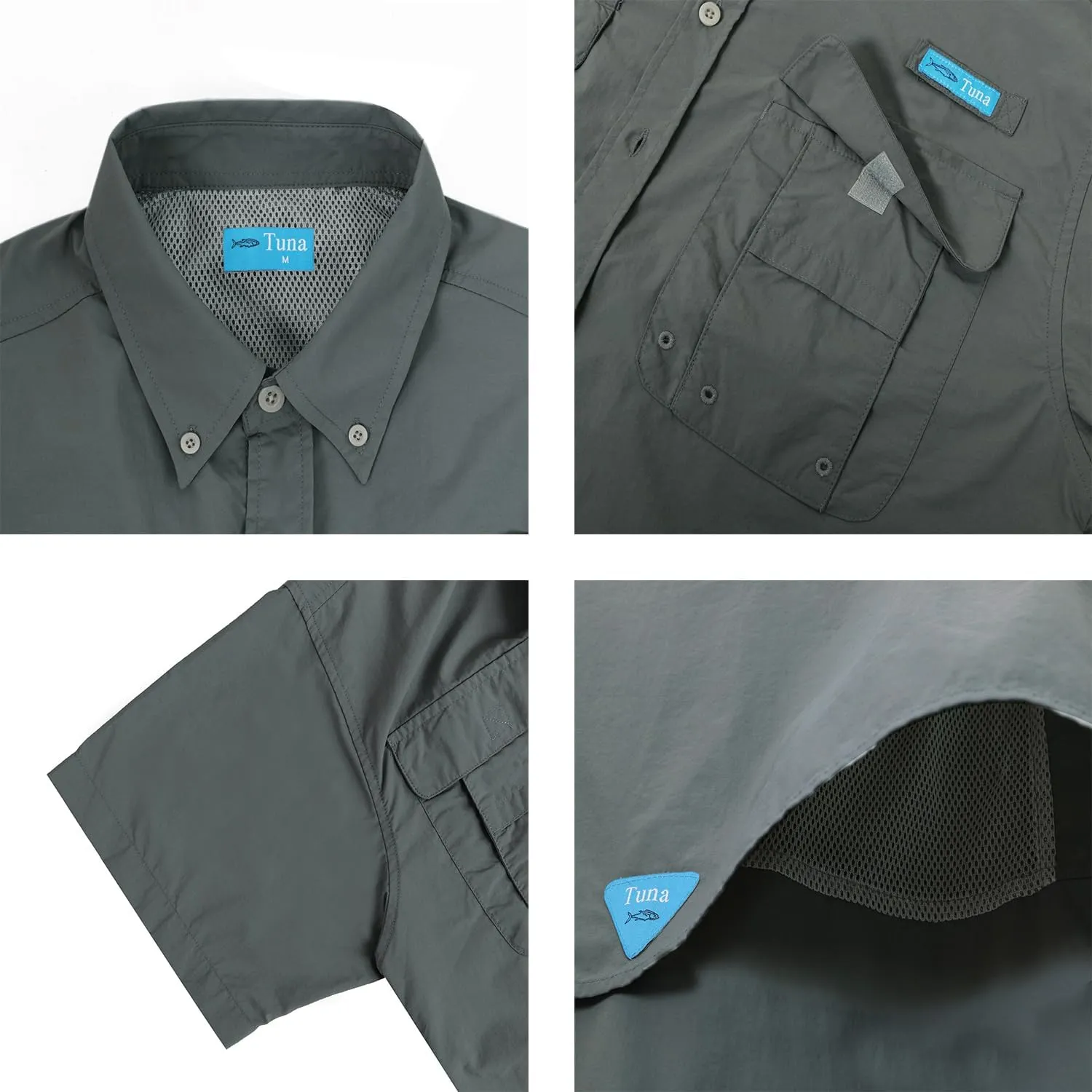 Men's UV UPF 50  Fishing Shirts for Men Sun Protection Breathable Fast Dry SPF Hiking Short Sleeve Shirt