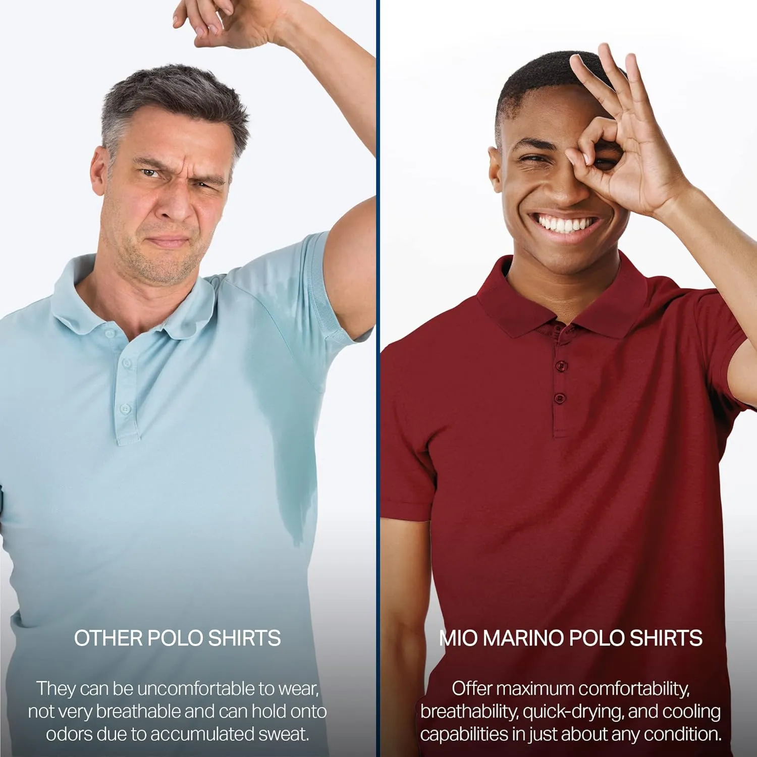 Mio Marino Golf Polo Shirts for Men - Dry Fit - Ultra-Thin Breathable Fabric