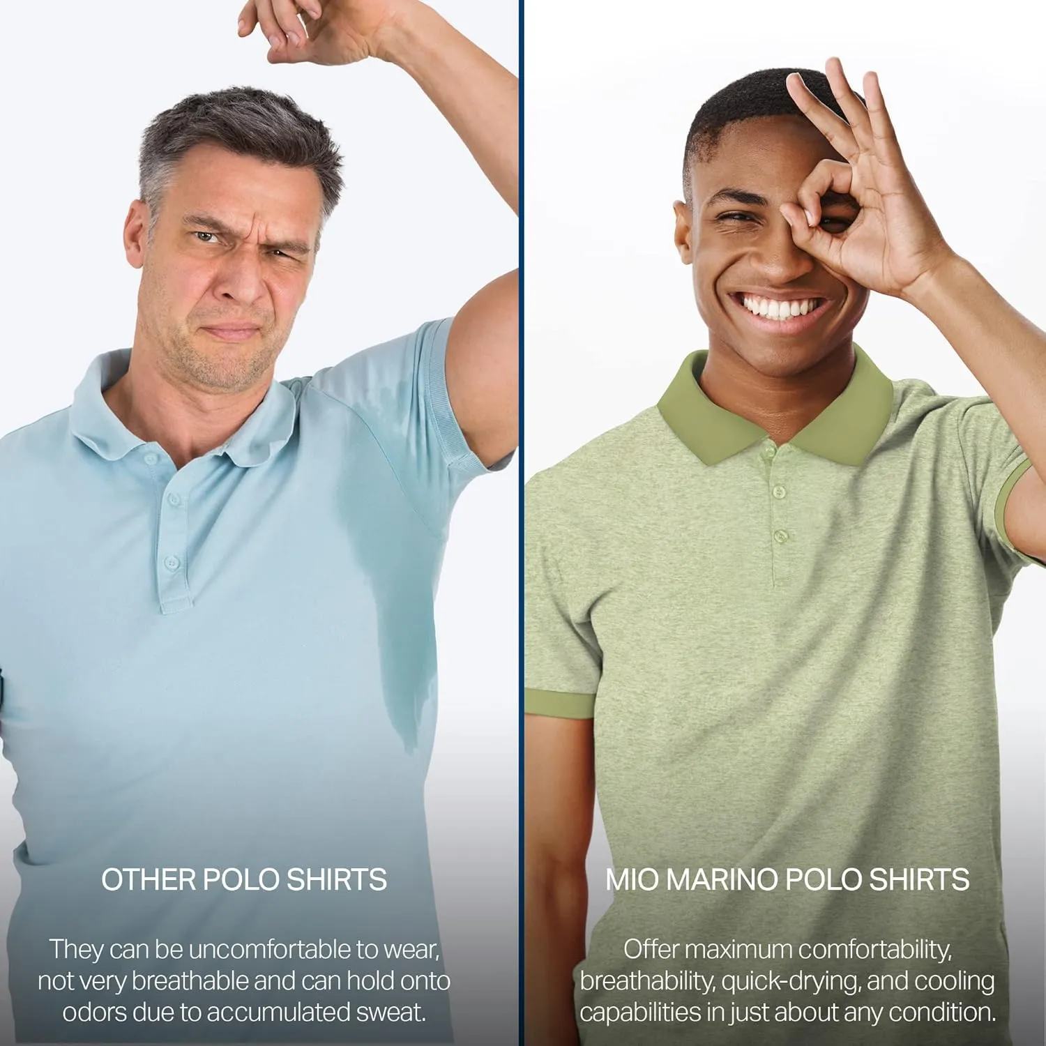 Mio Marino Golf Polo Shirts for Men - Dry Fit - Ultra-Thin Breathable Fabric