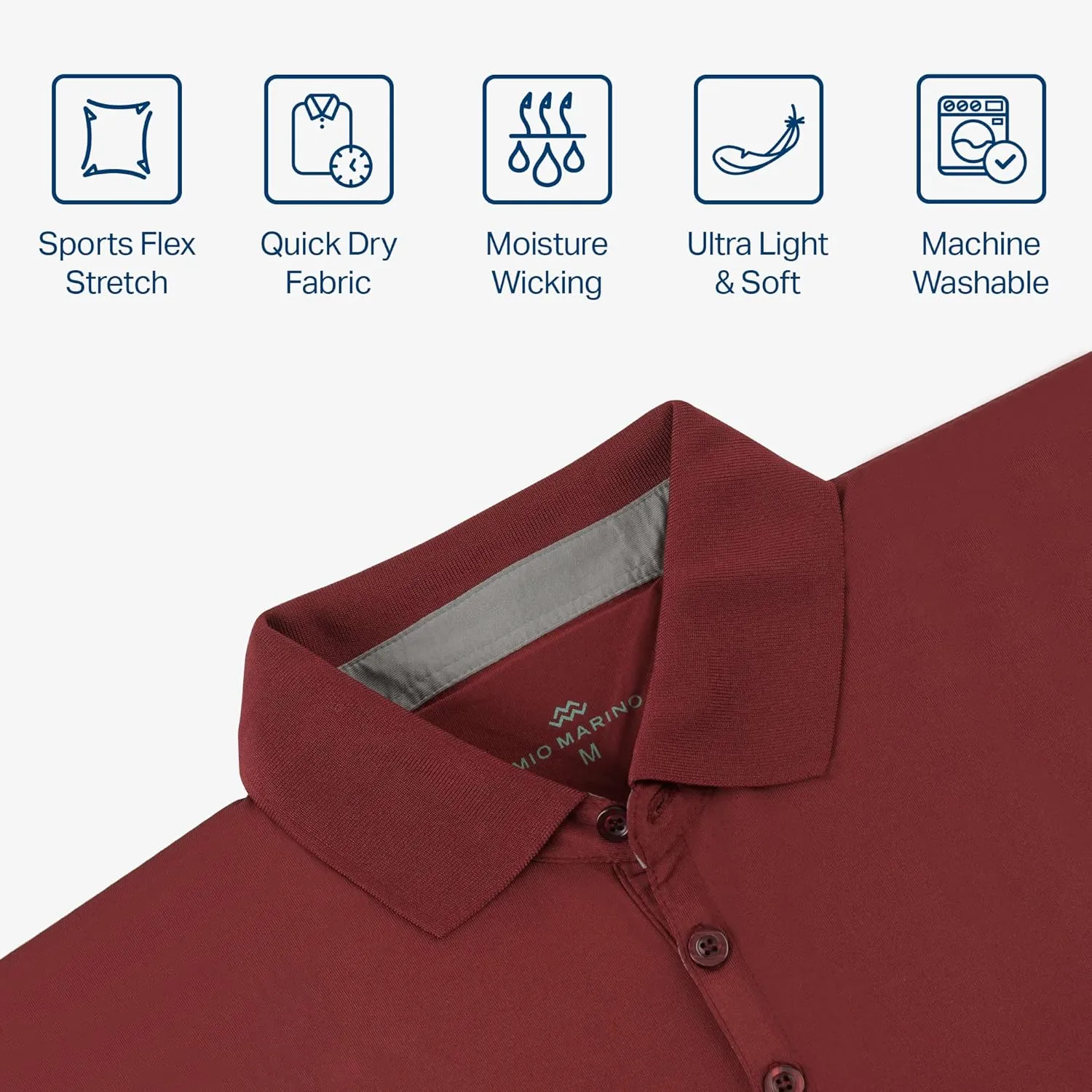 Mio Marino Golf Polo Shirts for Men - Dry Fit - Ultra-Thin Breathable Fabric