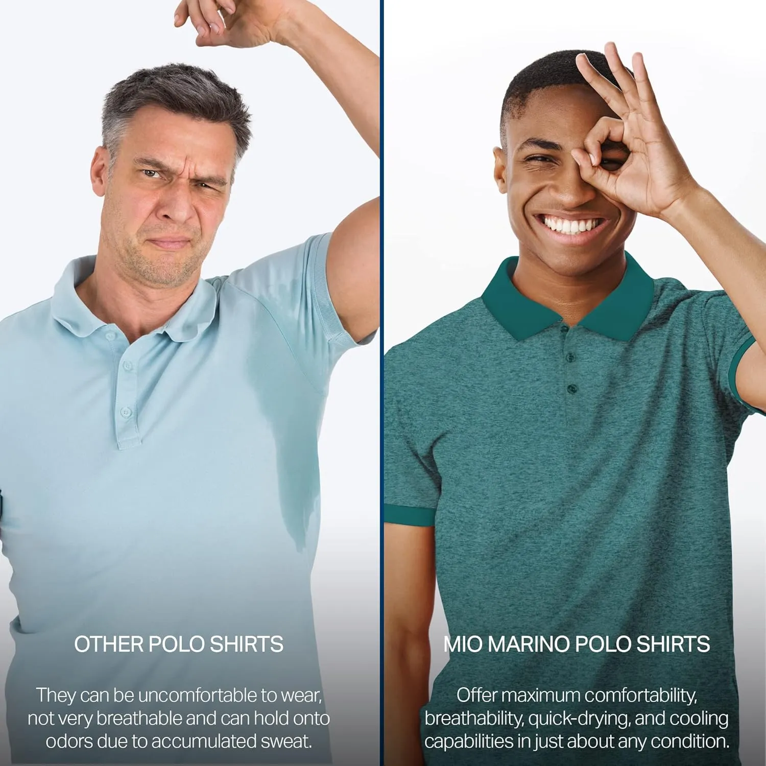Mio Marino Golf Polo Shirts for Men - Dry Fit - Ultra-Thin Breathable Fabric