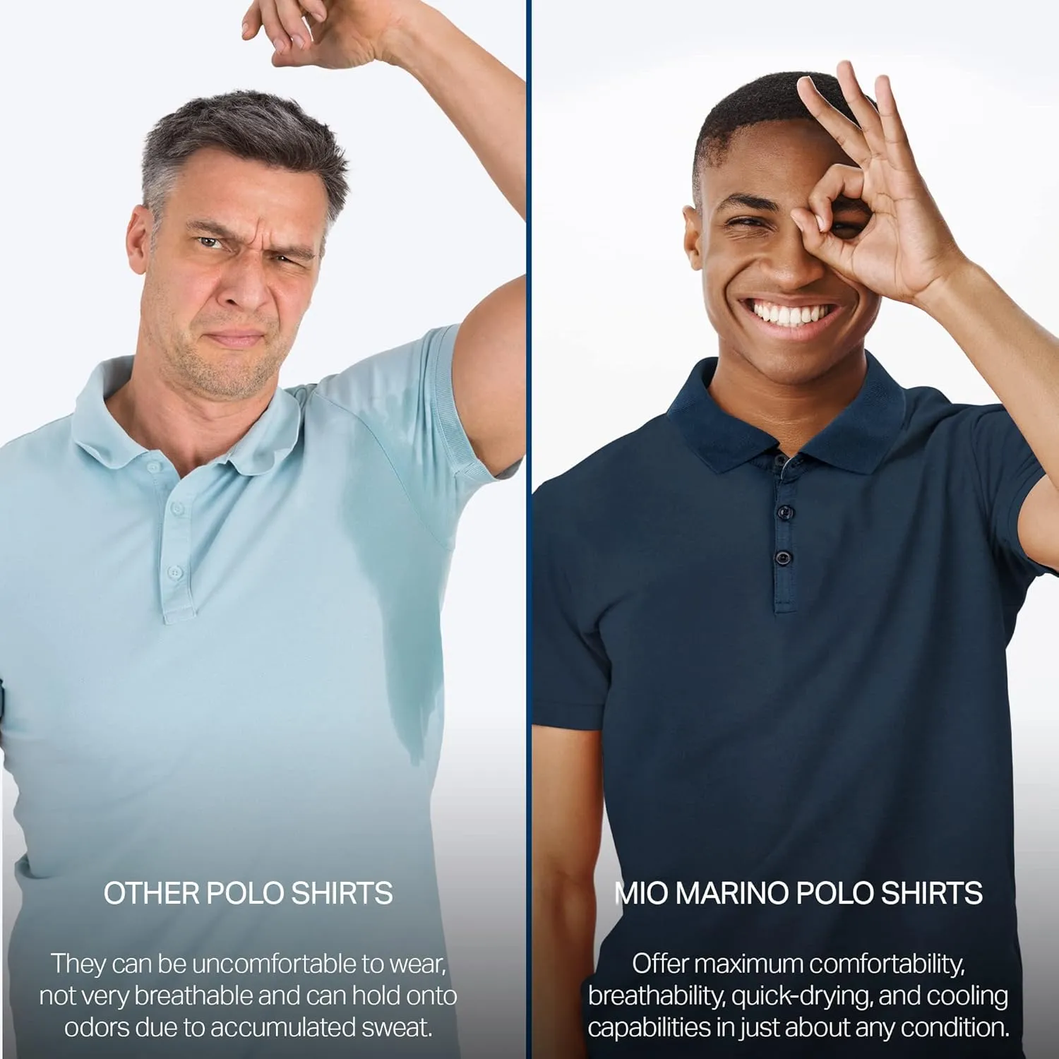 Mio Marino Golf Polo Shirts for Men - Dry Fit - Ultra-Thin Breathable Fabric