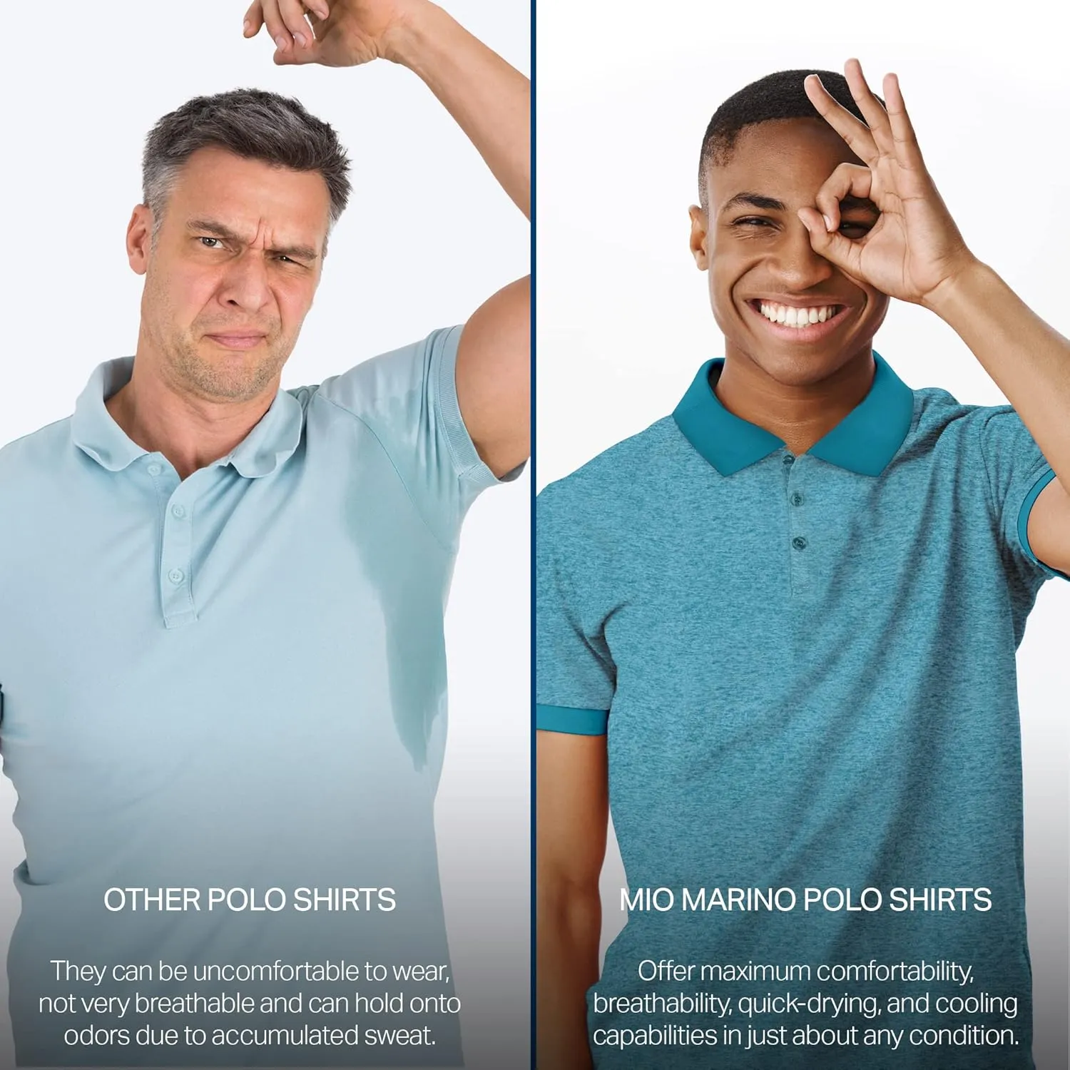 Mio Marino Golf Polo Shirts for Men - Dry Fit - Ultra-Thin Breathable Fabric
