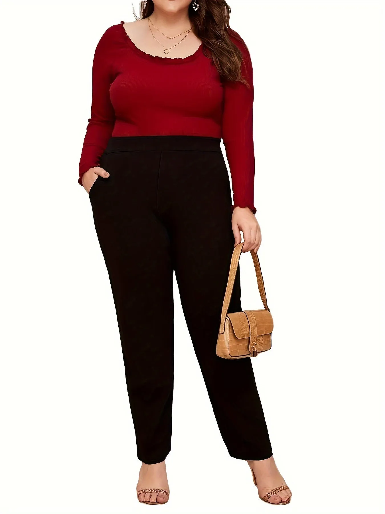 Plus Size Solid Straight Leg Trousers - Elevate Your Wardrobe with Effortless Elegance
