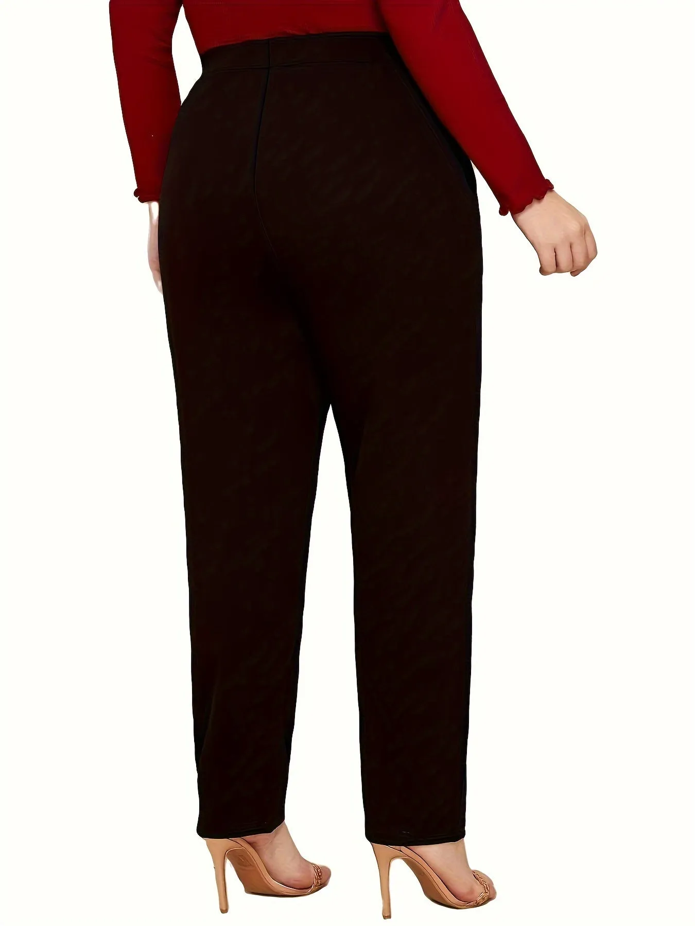Plus Size Solid Straight Leg Trousers - Elevate Your Wardrobe with Effortless Elegance