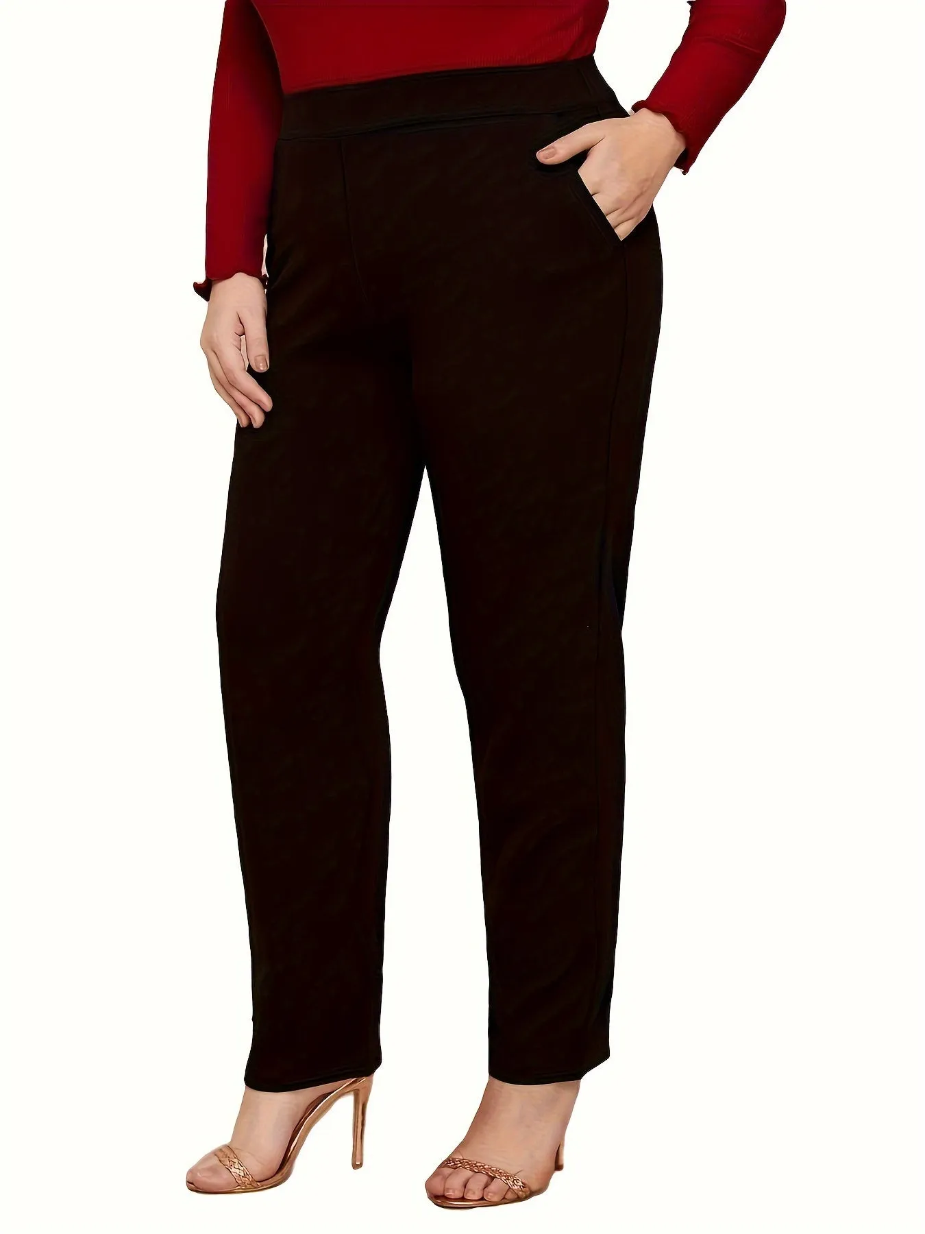 Plus Size Solid Straight Leg Trousers - Elevate Your Wardrobe with Effortless Elegance