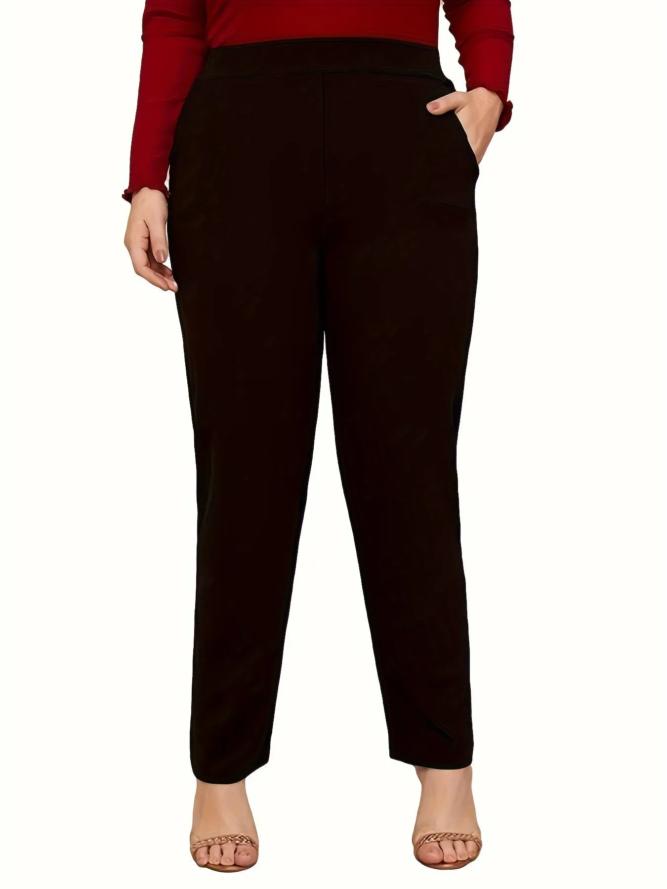 Plus Size Solid Straight Leg Trousers - Elevate Your Wardrobe with Effortless Elegance