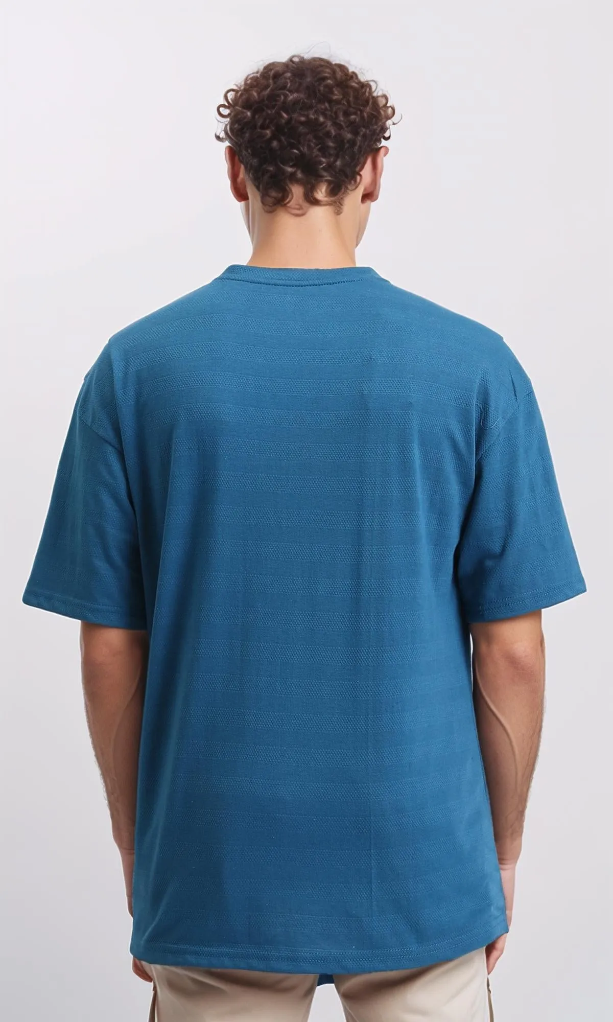 R208459 - Self Striped Regular Short Sleeves Tee - Petroleum