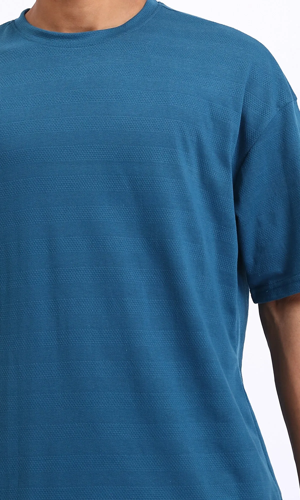 R208459 - Self Striped Regular Short Sleeves Tee - Petroleum