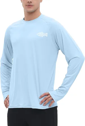 Riverruns UPF 50  Men's Long Sleeve Cooling Quick Dry Shirt Sun Breathable Shirt Thumbhole Shirts Rash Guard for Fishing Swim