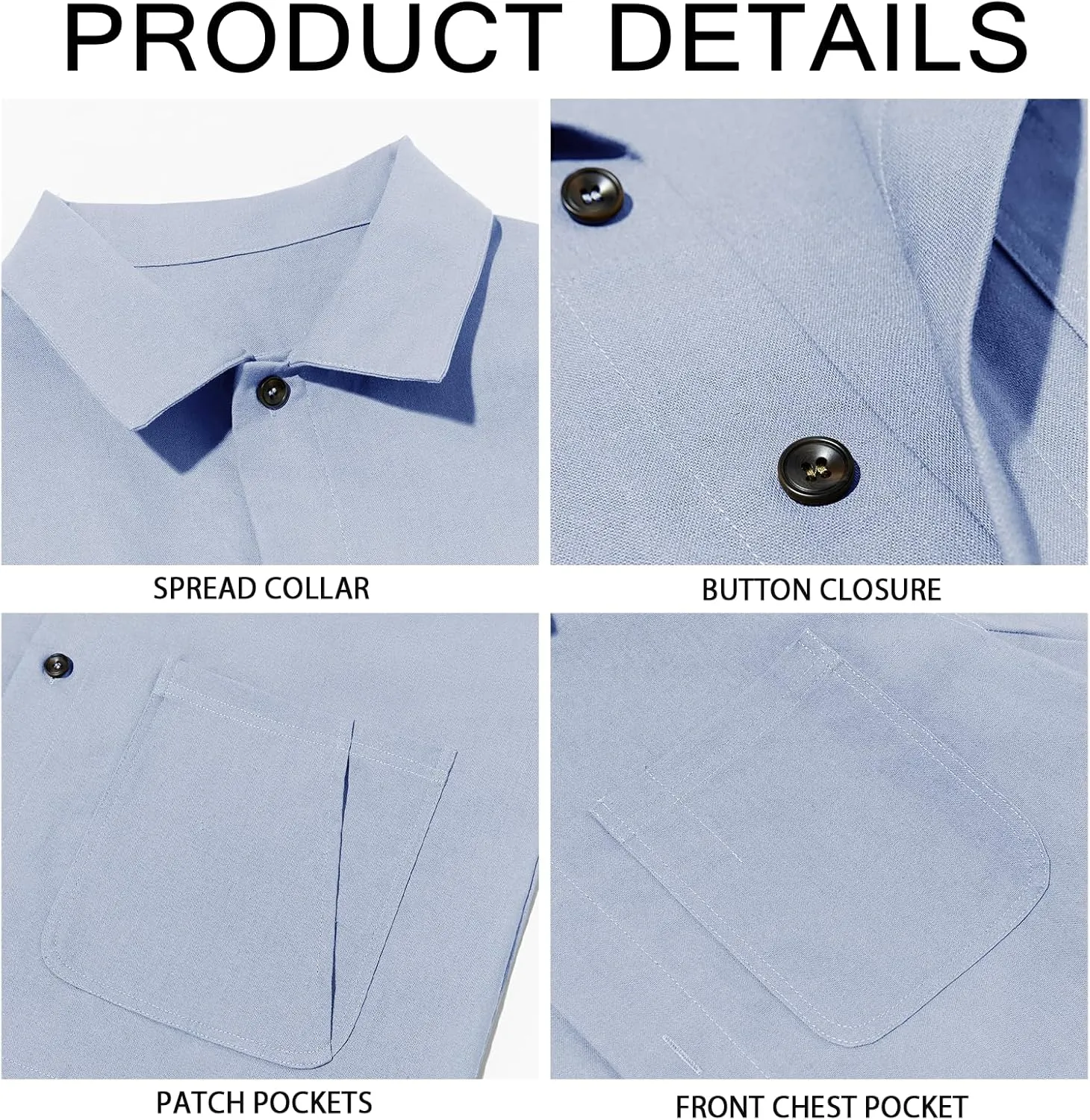 Runcati Mens Linen Shirt Jacket Button Down Long Sleeve Shacket Casual Cotton Casual Lightweight Jacket