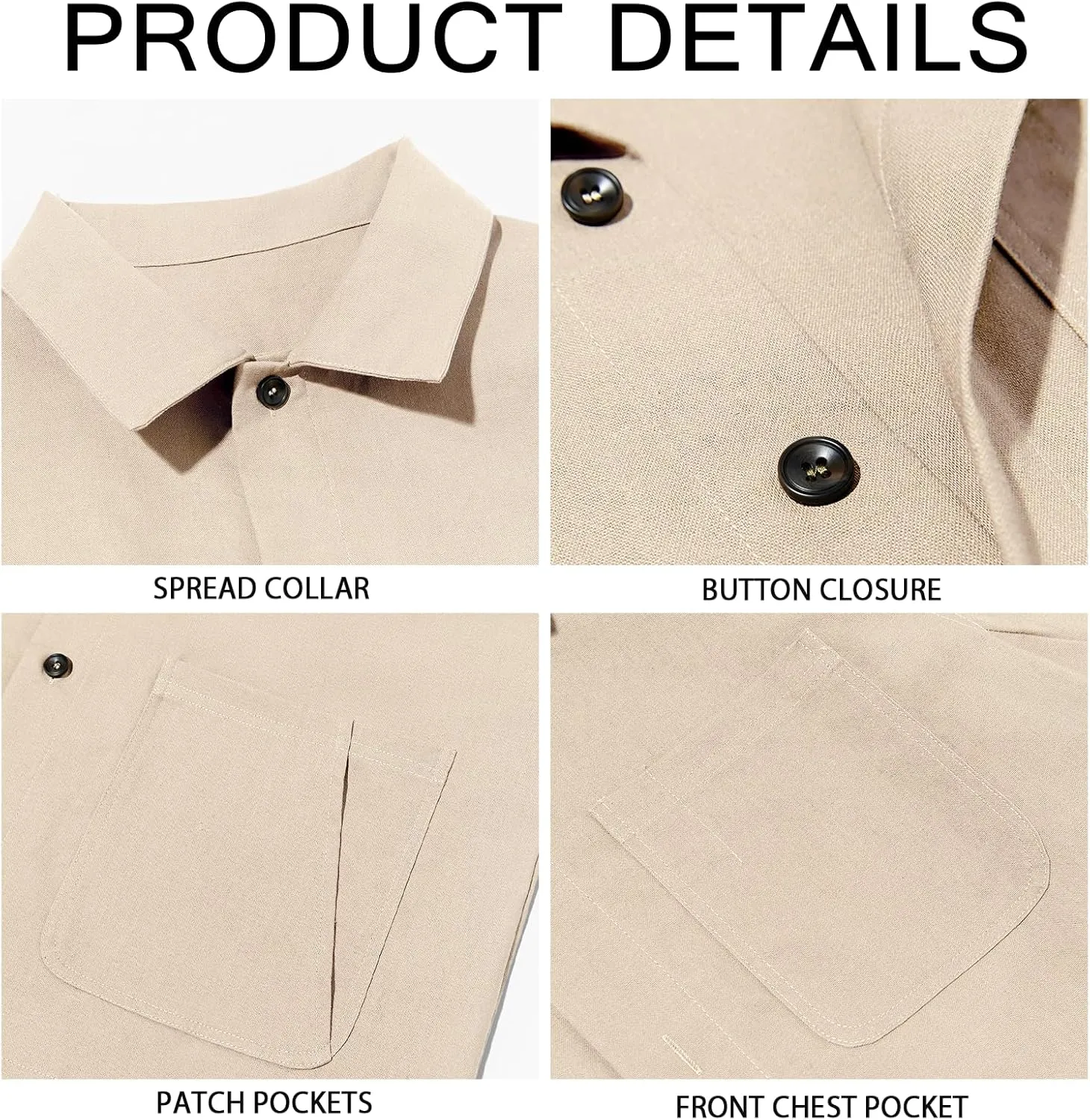 Runcati Mens Linen Shirt Jacket Button Down Long Sleeve Shacket Casual Cotton Casual Lightweight Jacket