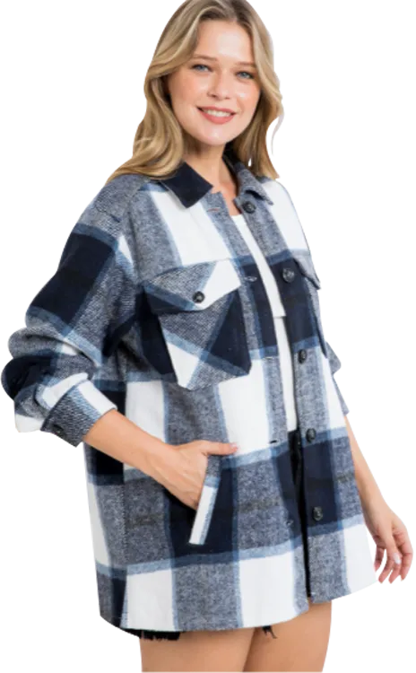 Shirt Jacket Plaid Ivory & Black