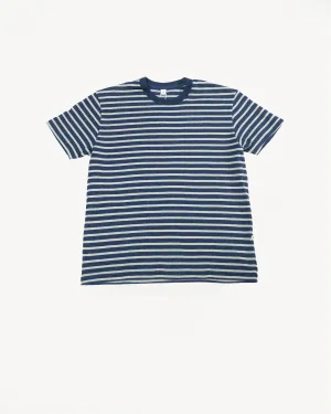 SS-5407-1 - Knitted Heavyweight Striped Tee Shirt - Indigo, Beige