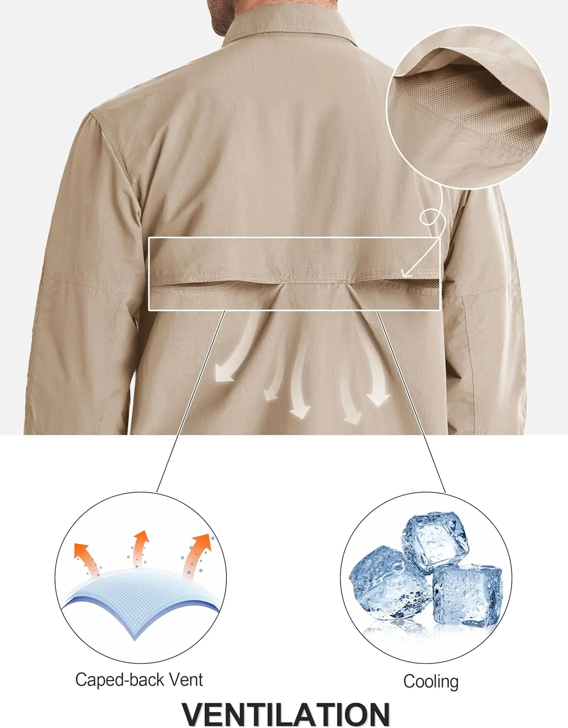 TACVASEN Men's Tactical Shirts Long Sleeve Quick Dry Breathable Button Down Fishing Work Safari Hiking Camping Hunting