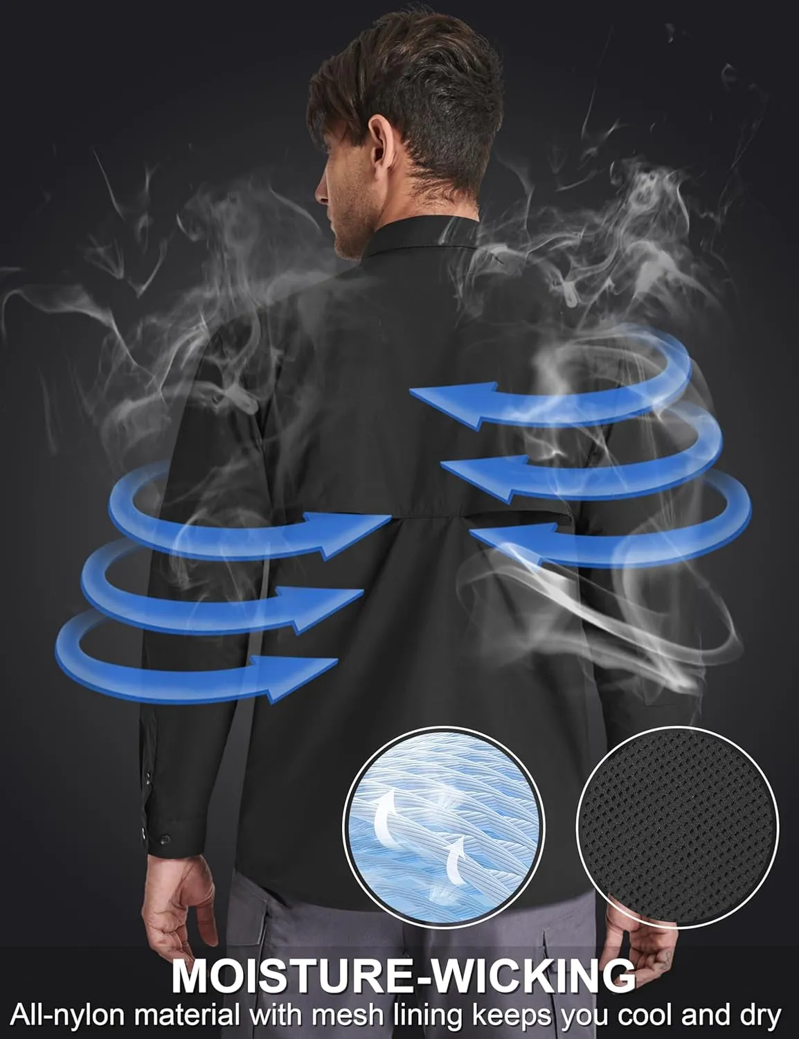 TACVASEN Men's Tactical Shirts Long Sleeve Quick Dry Breathable Button Down Fishing Work Safari Hiking Camping Hunting