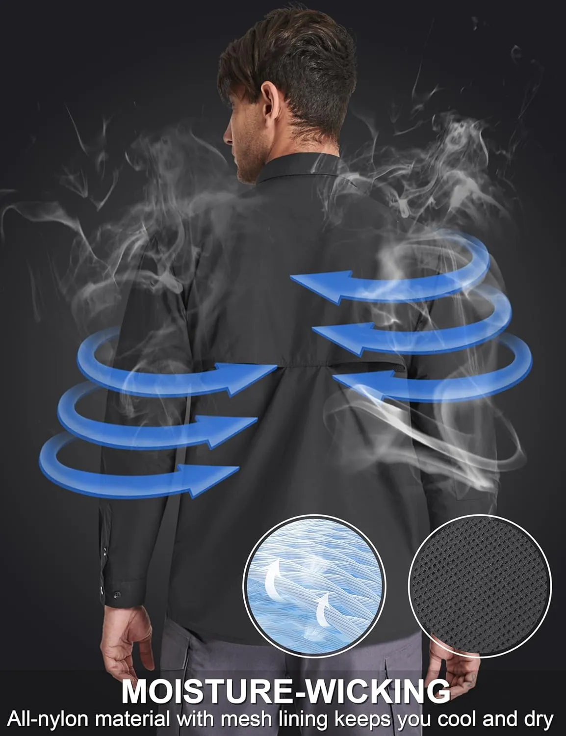 TACVASEN Men's Tactical Shirts Long Sleeve Quick Dry Breathable Button Down Fishing Work Safari Hiking Camping Hunting