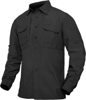 TACVASEN Men's Tactical Shirts Long Sleeve Quick Dry Breathable Button Down Fishing Work Safari Hiking Camping Hunting