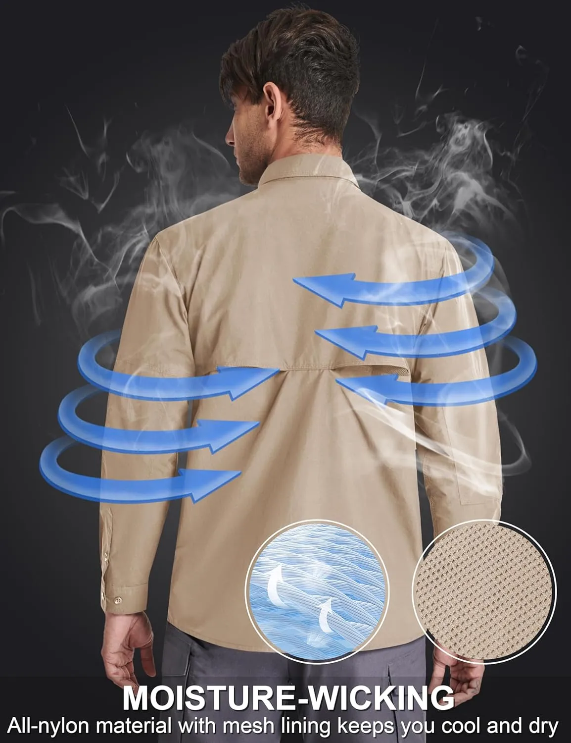 TACVASEN Men's Tactical Shirts Long Sleeve Quick Dry Breathable Button Down Fishing Work Safari Hiking Camping Hunting