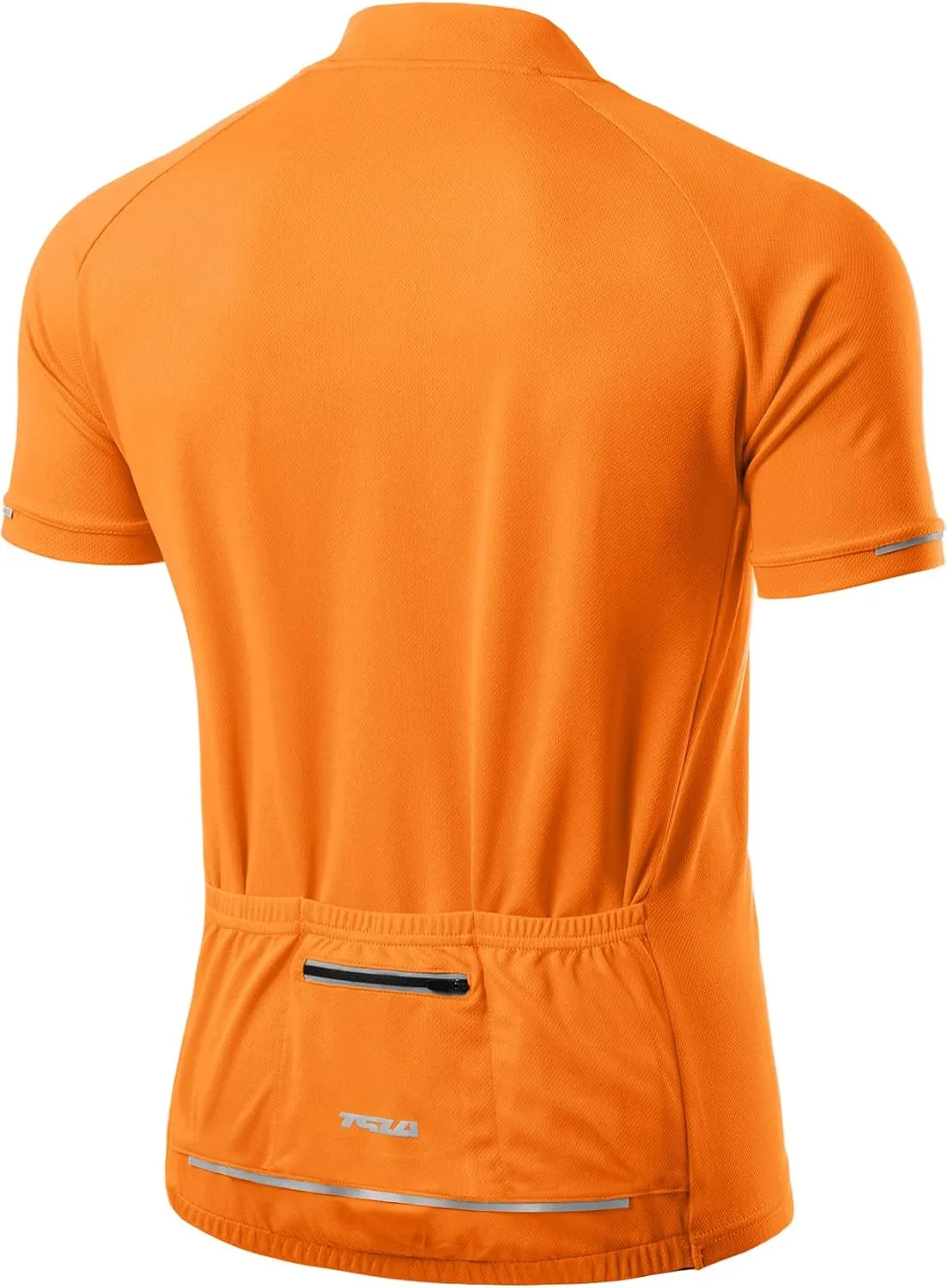 TSLA Men's Short Sleeve Bike Cycling Jersey, Quick Dry Breathable Reflective Biking Shirts with 3 Rear Pockets