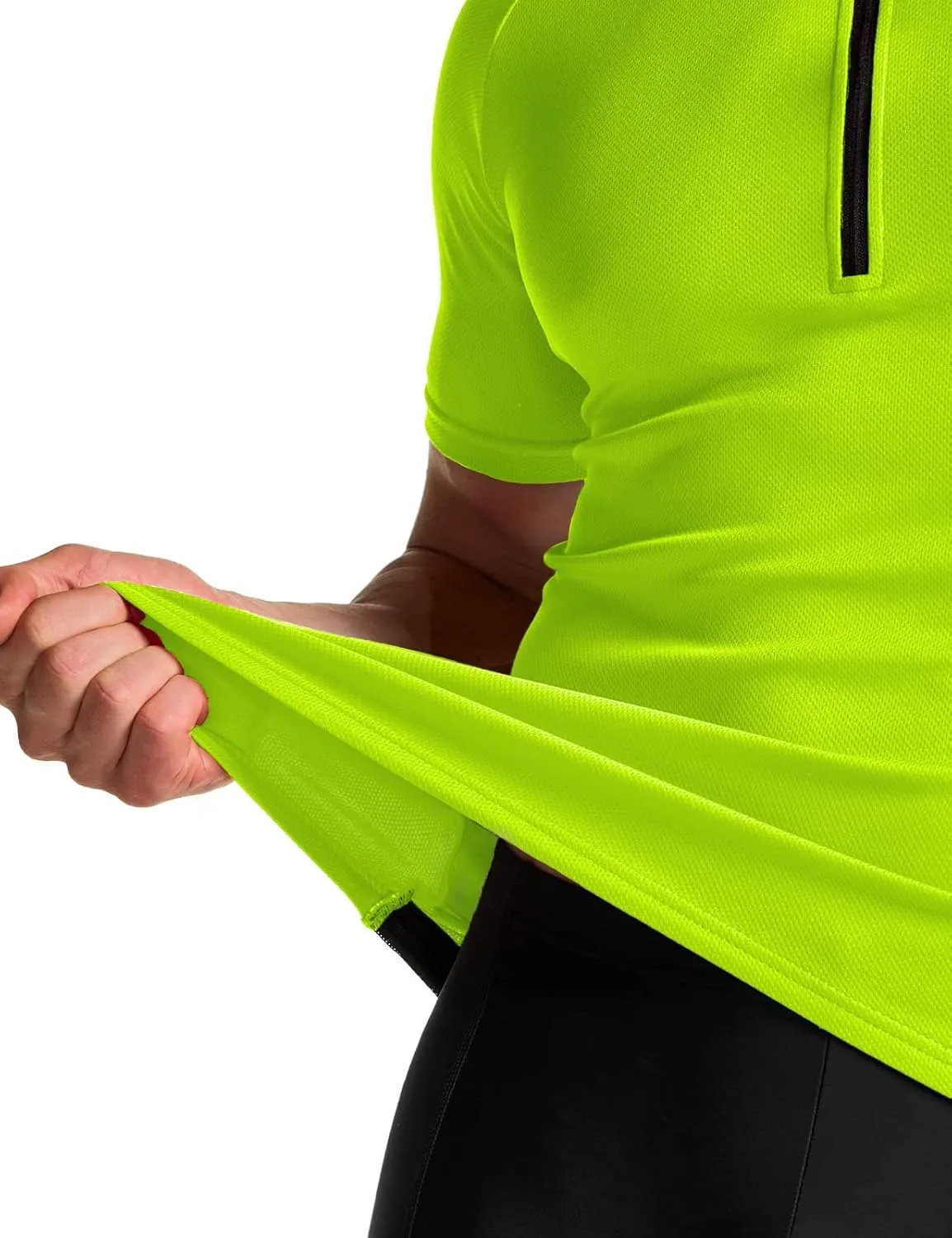 TSLA Men's Short Sleeve Bike Cycling Jersey, Quick Dry Breathable Reflective Biking Shirts with 3 Rear Pockets