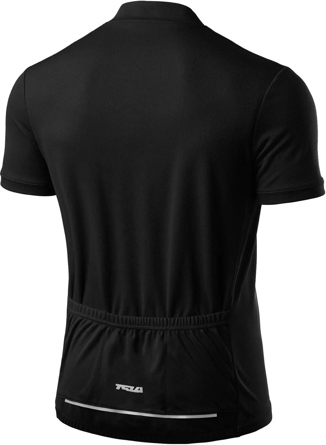 TSLA Men's Short Sleeve Bike Cycling Jersey, Quick Dry Breathable Reflective Biking Shirts with 3 Rear Pockets