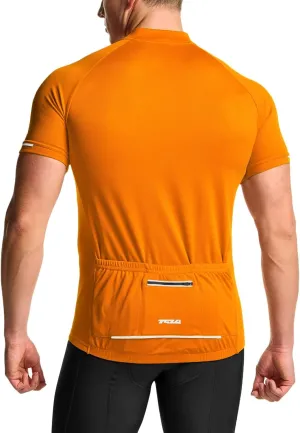 TSLA Men's Short Sleeve Bike Cycling Jersey, Quick Dry Breathable Reflective Biking Shirts with 3 Rear Pockets