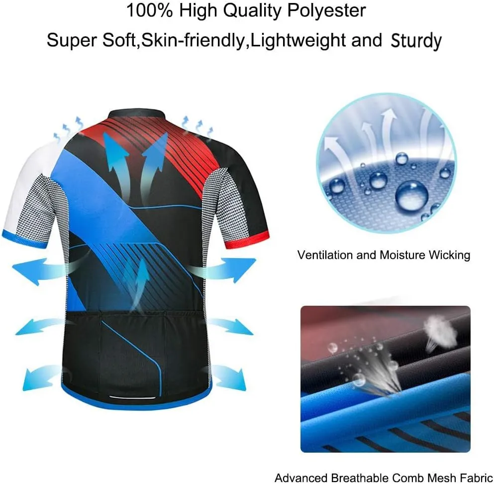 wantdo Men's Cycling Jerseys Mountain Bike MTB Jersey Short Sleeve Bike Shirts Breathable Quick Dry Cycling Clothing