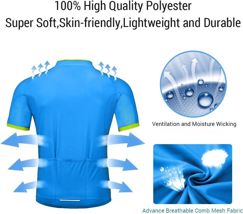wantdo Men's Cycling Jerseys Mountain Bike MTB Jersey Short Sleeve Bike Shirts Breathable Quick Dry Cycling Clothing